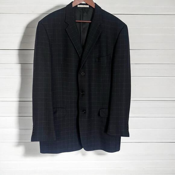 Joseph Abboud Mark Shale Blazer-Black with gold square pattern-Size 44X - Picture 1 of 6